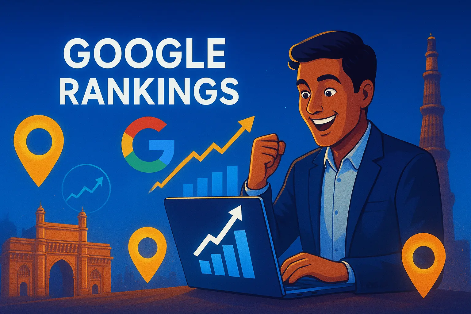 Indian business owner improving Google rankings through local citations and SEO with SouravLabs.