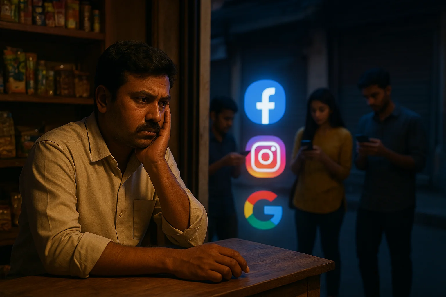 Indian small business owner realizing the importance of digital marketing to survive in 2025