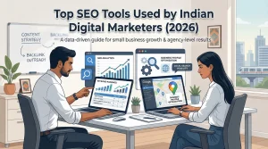 Top SEO Tools Used by Indian Digital Marketers (2026 List) showing keyword research, analytics, and local SEO tools for India